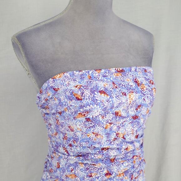 J Jill Dress Womens Medium Maxi Blue Lavender Floral Strapless Stretch Knit - Picture 6 of 12